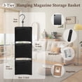 thumbnail image 2 of Wymulot 3 Tier Wall Mounted Magazine Rack, Magazine Basket with Hooks, Boho Storage Holder Books Basket for Newspaper, Remote Controls, Keys, Decorative Hanging Basket for Living Room, Bedroom (Black), 2 of 7