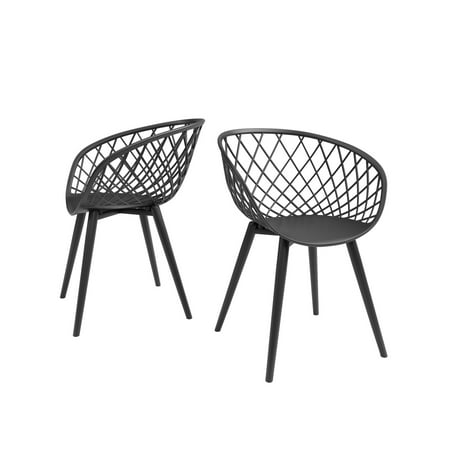 Jamesdar Kurv Plastic and Steel Chair 2 Piece Set in Black