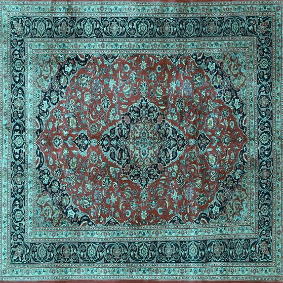 Ahgly Company Indoor Square Persian Light Blue Traditional Area Rugs, 4' Square