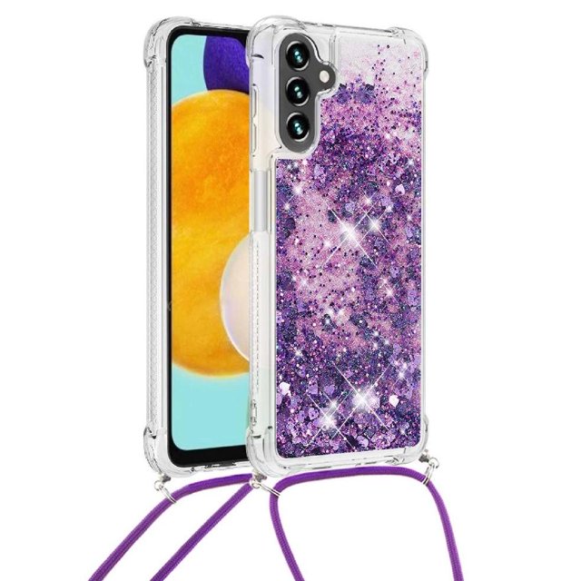 Funda FOXDOCK para Samsung Galaxy M13 5G con Cuerda Ajustable, Brillo Líquido, Protección Antigolpes y Lente – Ideal para Regalo