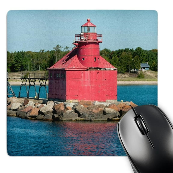 3dRose, Wisconsin, Door County, Sturgeon Bay. North Pierhead Lighthouse., MousePad