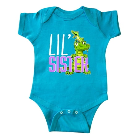 

Inktastic Lil Sister with Cute Green Alligators Gift Baby Boy or Baby Girl Bodysuit