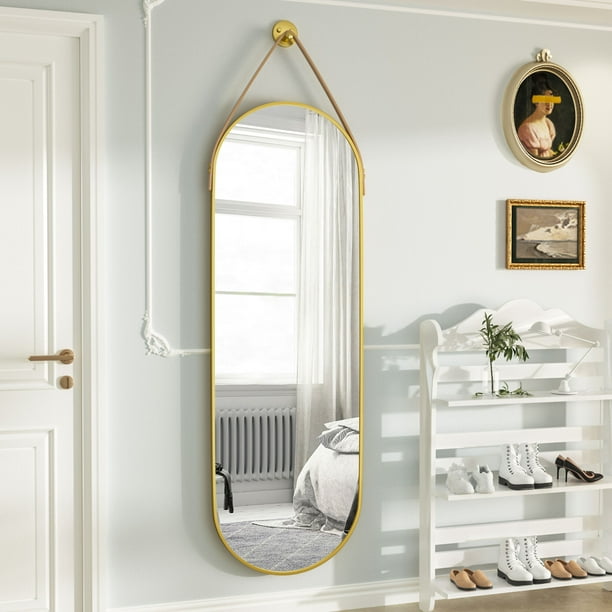 BEAUTYPEAK 48" x 16" Full Length Mirror Oval Hanging Wall Mirror with