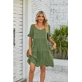 thumbnail image 4 of 2024 Summer Women's Dress Casual V Neck Babydoll Three Layer Pleated Dress, 4 of 7
