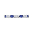 thumbnail image 2 of AFFY 1/6 Carat Round Cut White Natural Diamond WeddIng Band With Marquise Blue Sapphire In 14K White Gold Over SterlIng Silver (0.18 Cttw, I2-I3 Clarity), Ring Size-11, 2 of 5