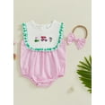 thumbnail image 3 of BemeyourBBs Baby Girl Golf Plaid Romper Frill Trim Sleeveless Bodysuit Headband, 3 of 9