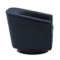 thumbnail image 4 of Swivel Accent Chair, Round Barrel Chiar with Wood Base, PU Upholstered Armchair Sofa Chair with High Density Foam Cushion, Comfy Lounge Chair for Living Room, Bedroom, Blue PU, 4 of 7