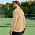 thumbnail image 6 of Domuza Men's Golf Polo Shirt with Pocket, Long Sleeve Quick Dry Stretch, Performance Athletic Top for Outdoor Khaki 2XL, 6 of 6