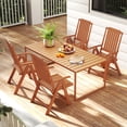 thumbnail image 4 of Gymax 4PCS Foldable Patio Chair w/Armrest Curved Back Slatted Seat for Backyard Deck Brwon, 4 of 10