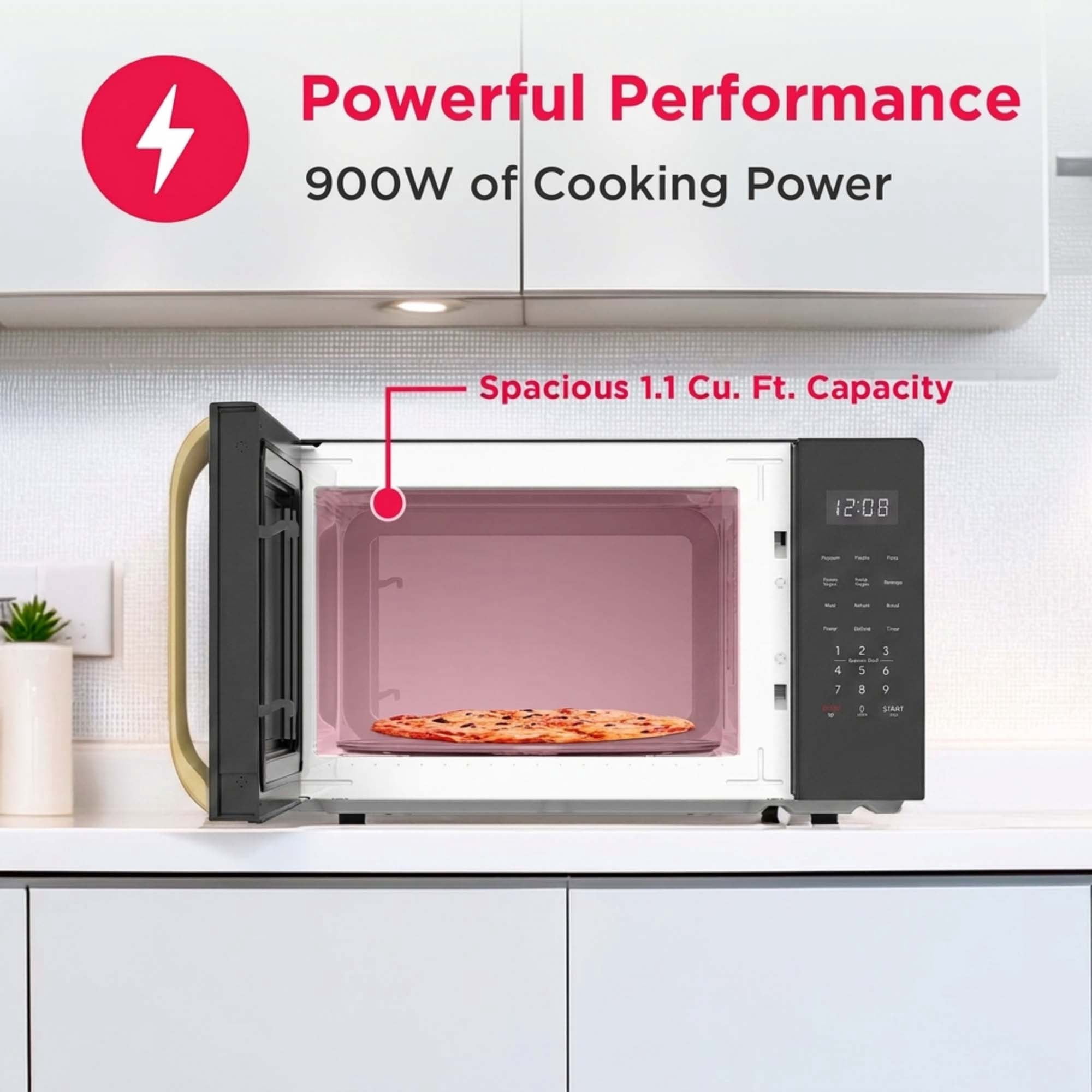 Frigidaire 1.1 Cu. Ft. Countertop Microwave Oven, 900 Watt Microwave with 8 Auto Cook Menus, 10 Power Levels