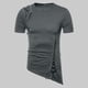 thumbnail image 1 of Blusas y camisas de manga corta y cuello redondo para hombre, blusas informales de verano de color liso con cuello redondo y mangas cortas irregulares, blusa de poliéster para hombre., 1 of 8