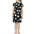 thumbnail image 2 of Xoenoiee Girl's Trendy Daisy Flower Print Casual Tee Dress Short Sleeve V-neck Kids T Shirt Dress, Black, Size 5-6 Years, 2 of 6
