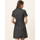 thumbnail image 4 of Vestido Camisero Informal De Mezclilla Con Cintura Con Cordón Y Cuello En Punta Para Mujer Negro XS, 4 of 6