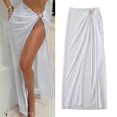 thumbnail image 2 of Women Beach Cover Up Sarongs and Wraps Long Swimsuit Wrap Skirts Ladies Beach Sarongs Swimwear Cover Up for Holiday White L, 2 of 4