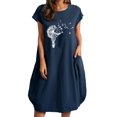 thumbnail image 2 of Lilgiuy Summer Sales Women's Dress Fashion Women Casual Round Neck Print Plus Size Pocket Dress, 2 of 4