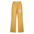 thumbnail image 5 of YDLCAFD Summer E Fashion Pants For Women Drawstring Elastic High Waist Linen Pant Straight Wide Leg Cropped Trouser, 5 of 5
