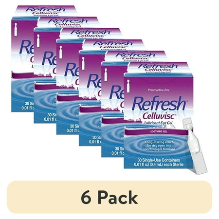 (6 pack) Refresh Celluvisc Lubricant Eye Gel Drops, Single-Use Containers, 30 Count (Pack of 1)