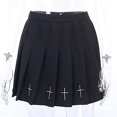 thumbnail image 4 of Punk Jupe Mini Imprimée Croix Foncée Ceinture Chaîne Jupe Plissée Noire Uniforme, 4 of 5