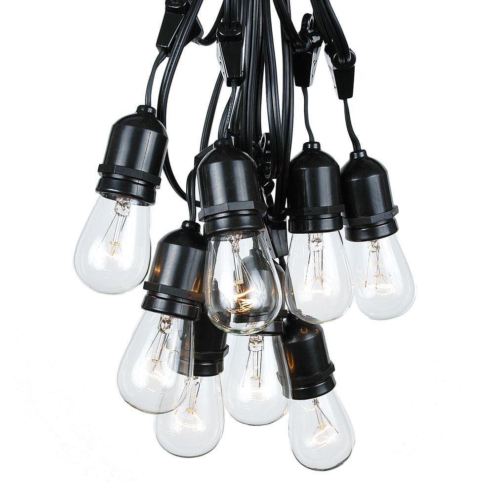 48 Foot S14 Edison Outdoor String Lights Suspended Commercial 48 Foot S14 Edison Outdoor String Lights Suspended Commercial Grade Backyard Garden Gazebo Cafe Market Vintage Patio