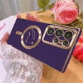 thumbnail image 6 of for Samsung Galaxy S22 Ultra Magnetic Case Compatible with MagSafe, Luxury Plating Bling Love Heart Pattern Transparent Shockproof Case with Raised Full Camera Lens Protection-Purple, 6 of 12