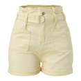 thumbnail image 6 of Sngxgn Women's Mid Rise Ripped Stretchy Jean Shorts Frayed Raw Hem Casual Denim Shorts(Beige,XL), 6 of 6