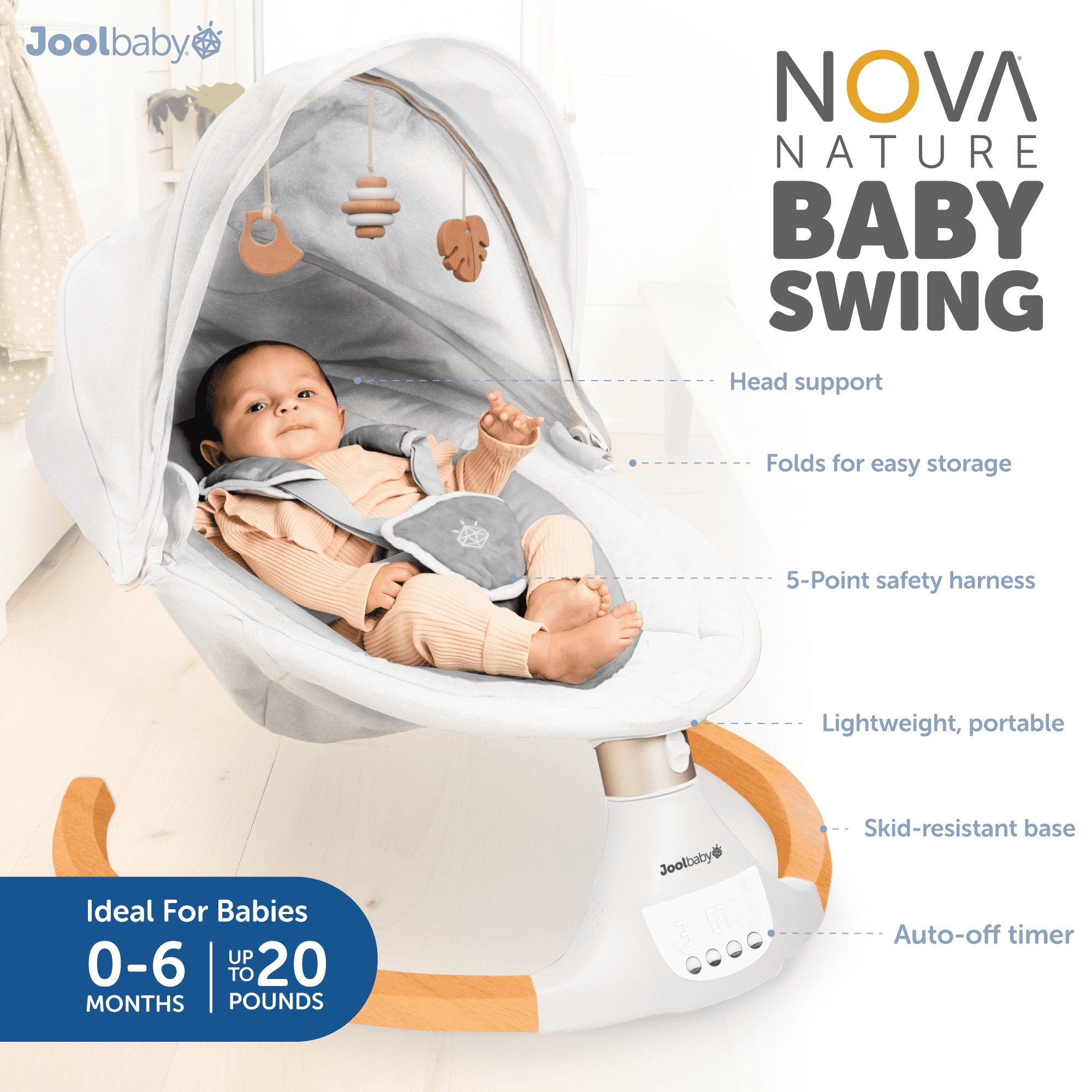 Jool Baby Nova Nature Electric Infant Swing with Bluetooth Music & Remote
