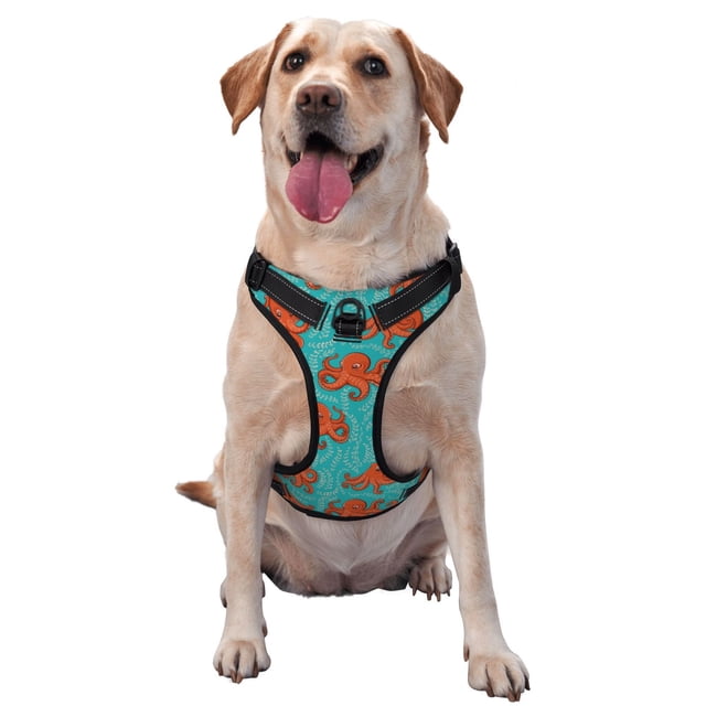 Balery Fun Octopus Arnés para Perros Grandes Antitirones, Arnés con Correa para Gato, Arnés Tipo Chaleco para Perros Pequeños-Large