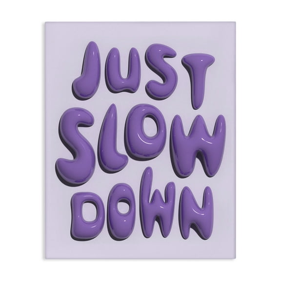 Stupell Industries Purple Just Slow Down Text & Numbers Painting Wrapped Canvas Art Print Wall Art, 16 x 20
