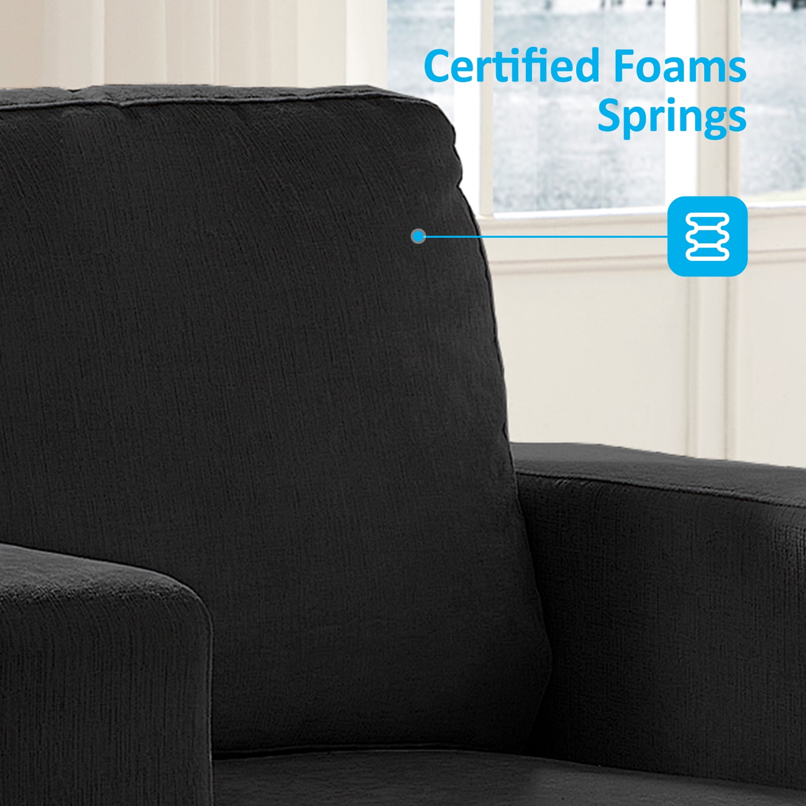 Puremind 3 Piece Living Room Furniture Sets, Modern Chenille Sofa Set for Living Room/Small Spaces, Sofa, Loveseat and Armchair, Dark Gray