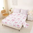thumbnail image 2 of Manfei Girly Bow Full Size Sheets For Kids,Pink Ribbon Bowknot Bed Sheets,4pcs, 2 of 6