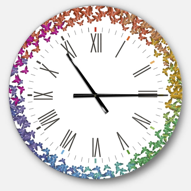 DesignArt Rainbow Butterfly Origami Large Wall Clock