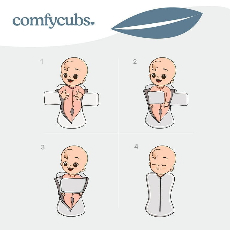 Comfy Cubs Baby Swaddle Blankets - 3 Pack Easy-Adjustable Swaddles With Hook & Loop, 47" X 47"