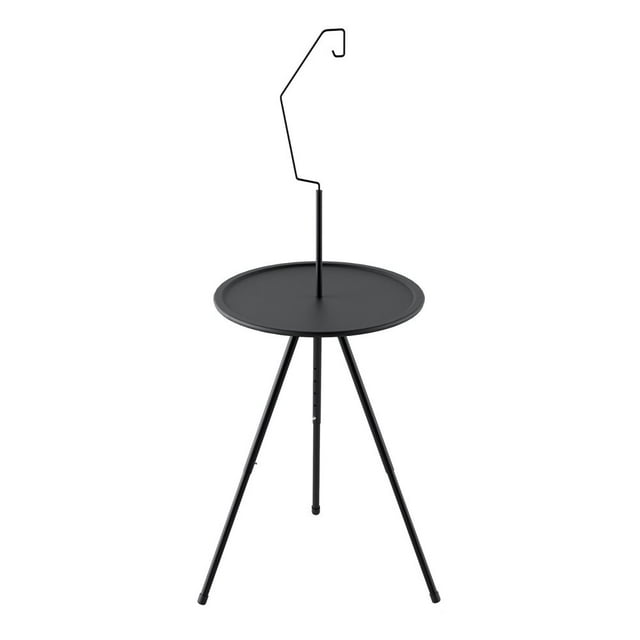 Bamboohart Outdoor Folding Small Round Table - Portable and Adjustable Camping Equipment Double-Layer Picnic Table with Light Rack Perfect for Coffee