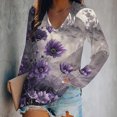 thumbnail image 2 of Ruimatai Women's Floral V-Neck Blouse Long Sleeve Casual Tops Soft Breathable Polyester Shirt Stylish Loose Fit Plus Size S-5XL, 2 of 4