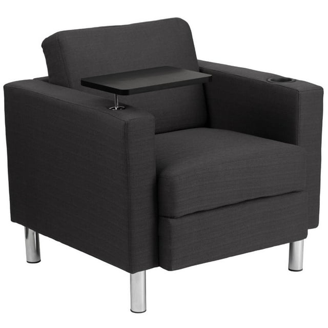 Bowery Hill Chaise d'Invité en Tissu avec Porte-Gobelet en Gris Anthracite
