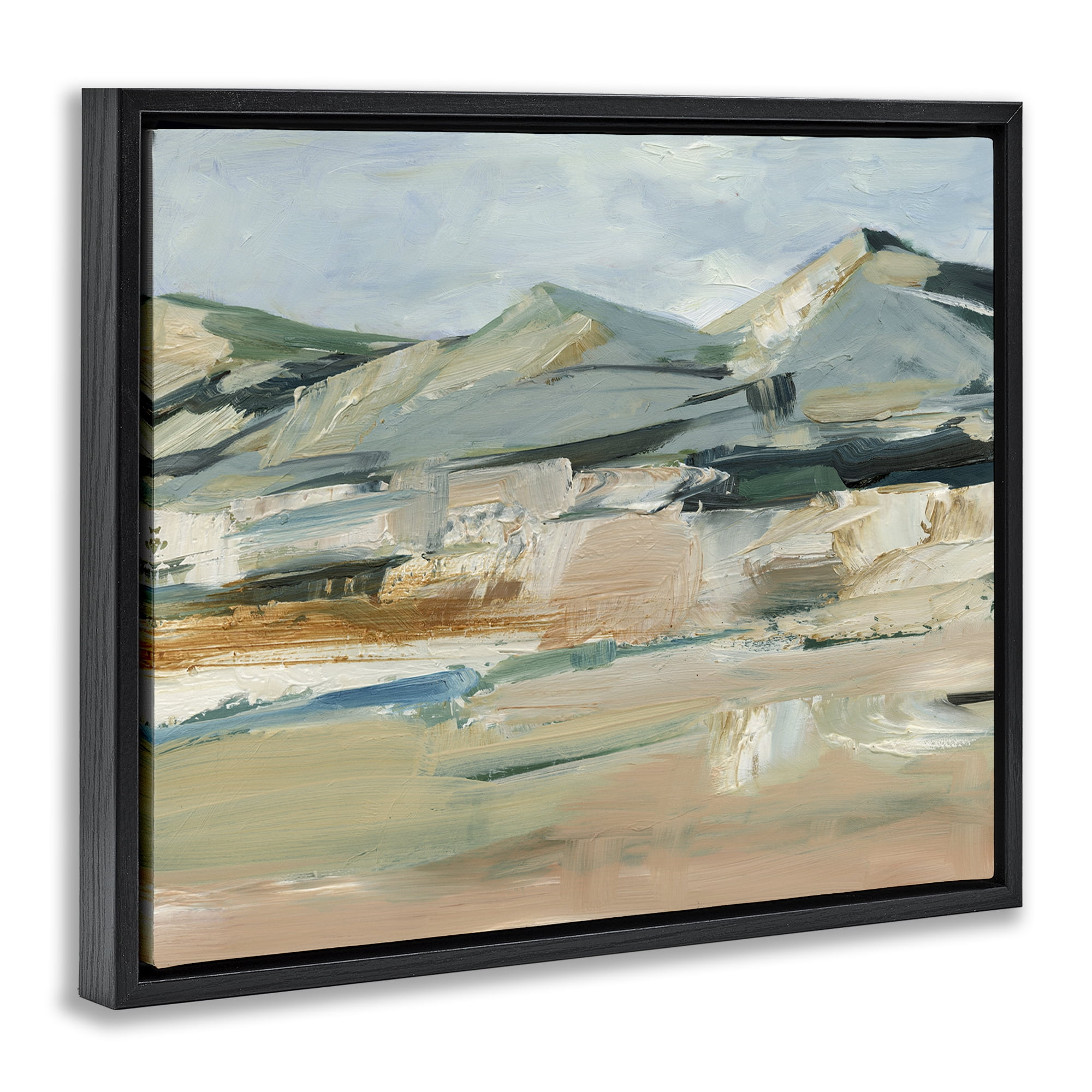 Stupell Industries Neutral Hued Mountains Landscape & Nature Painting Black Floater Framed Canvas Art Print Wall Art, 31 x 25