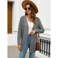 thumbnail image 6 of Women'S Casual Solid Color Long Placket Sweater Soft Knit Oversized Cardigan for Women Jacket Gray M, 6 of 8