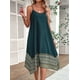 thumbnail image 4 of Vestido Bohemio con Bloques de Color para Mujer, Estilo Hawaiano, con Tirantes Finos y Vuelo. Verde M, 4 of 9