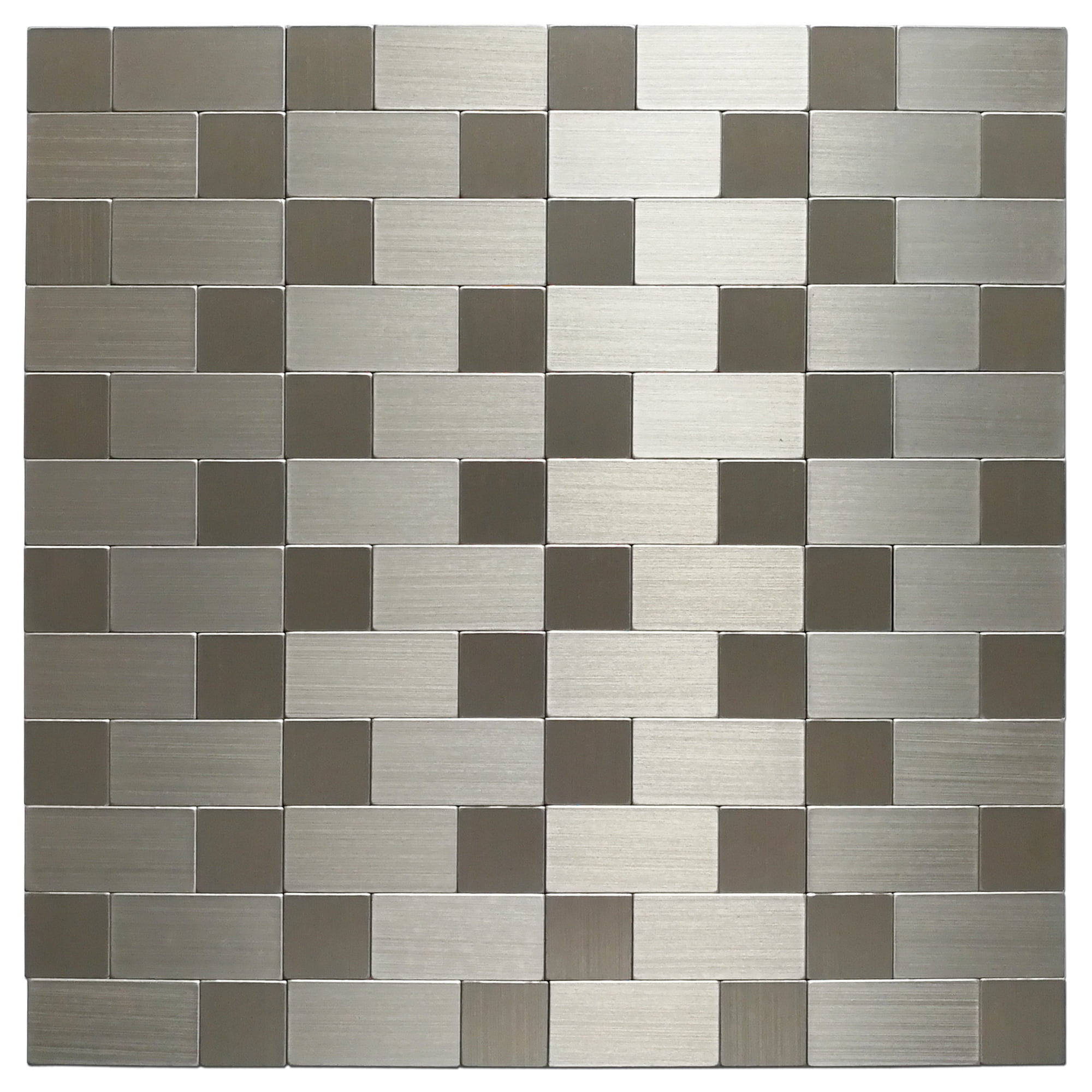 Art3d Peel and Stick Backsplash Tile 12'x12' Brushed Silver Aluminium Silver Bathroom/Kitchen Tile (1-Pack)