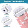 thumbnail image 3 of Yayeee 40oz Stainless Steel Tumbler with Straw and Handle Double-Wall Insulated Travel Water Bottle, Pink Cartoon Swans Pattern, 3 of 8