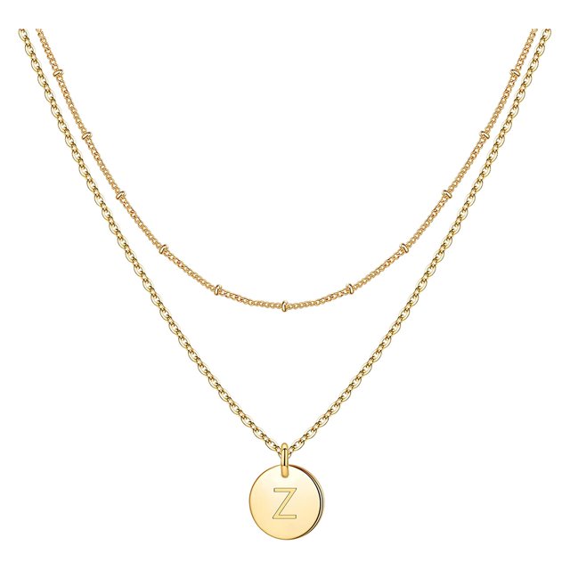 SIfdSeng Collier Lettre Cœur Mode pour Femmes 26 Lettres Chaîne de Cou Circulaire à Double Couche