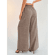 thumbnail image 5 of Pantalones de Mujer con Cintura Elástica Fruncida, Pierna Recta, Tiro Alto y Largos. Marrón S, 5 of 8