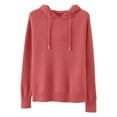thumbnail image 4 of Womens Sweater Hoodies Soft Cotton Knitted Tops Plain Pullover Drawstring Hooded Sweatshirts Long Sleeve Clothes (XL, Watermelon Red), 4 of 7