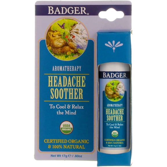 Badger Headache Soother Stick, Peppermint & Lavender, 0.6 oz (1 Pack)