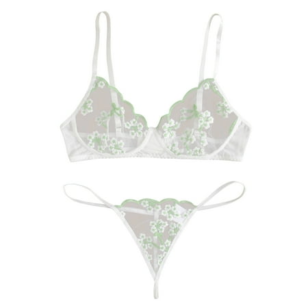 

Women Bra New Fashion G-String Thong Sleepwear Underwear Lingerie Flower