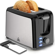 Dear Morning Toaster 2 Slice with 2 Wide Slots 7 Shade Settings and Removable Crumb Tray Black Bread Toaster