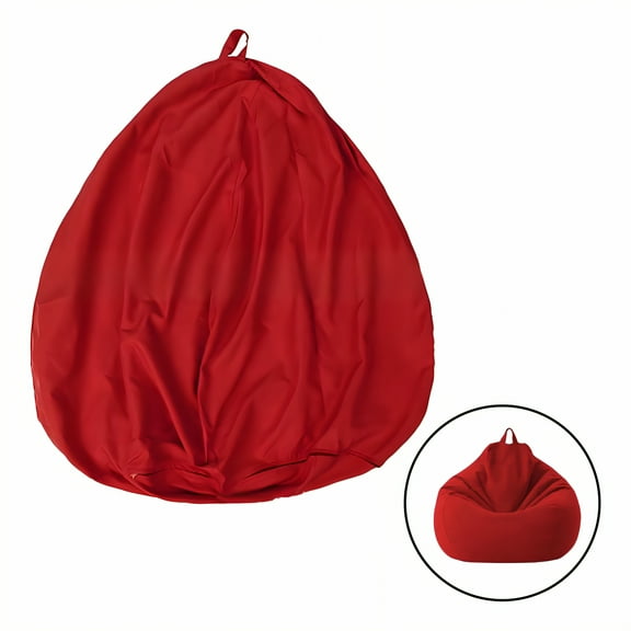 AUQ Bean Bag Cover,Clean-Friendly Form Bean Bag for Stuffed Animals Storage,Twin-Needle Stitch Bean Bag Chair Cover,Red1