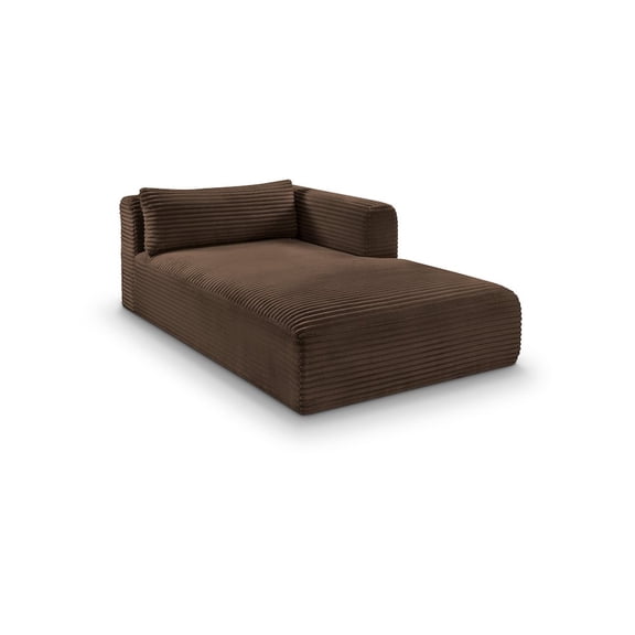Meridian Furniture Shaggy Brown Corduroy Performance Fabric Chaise