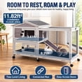 thumbnail image 4 of Aivituvin 62"L Outdoor Rabbit Hutch Indoor Rabbit Hutch Weatherproof Bunny Cage on Wheels Large Guinea Pig Cage with Run Removable Pull Out Tray, 4 of 9