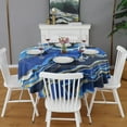 thumbnail image 2 of Dark Blue Marble Round Table Cloth,Wrinkle Resistant Table Cover with Polyester,Waterproof Reusable Tableclothes for Easter Birthday Picnic Wedding (Round,60x60inch), 2 of 6